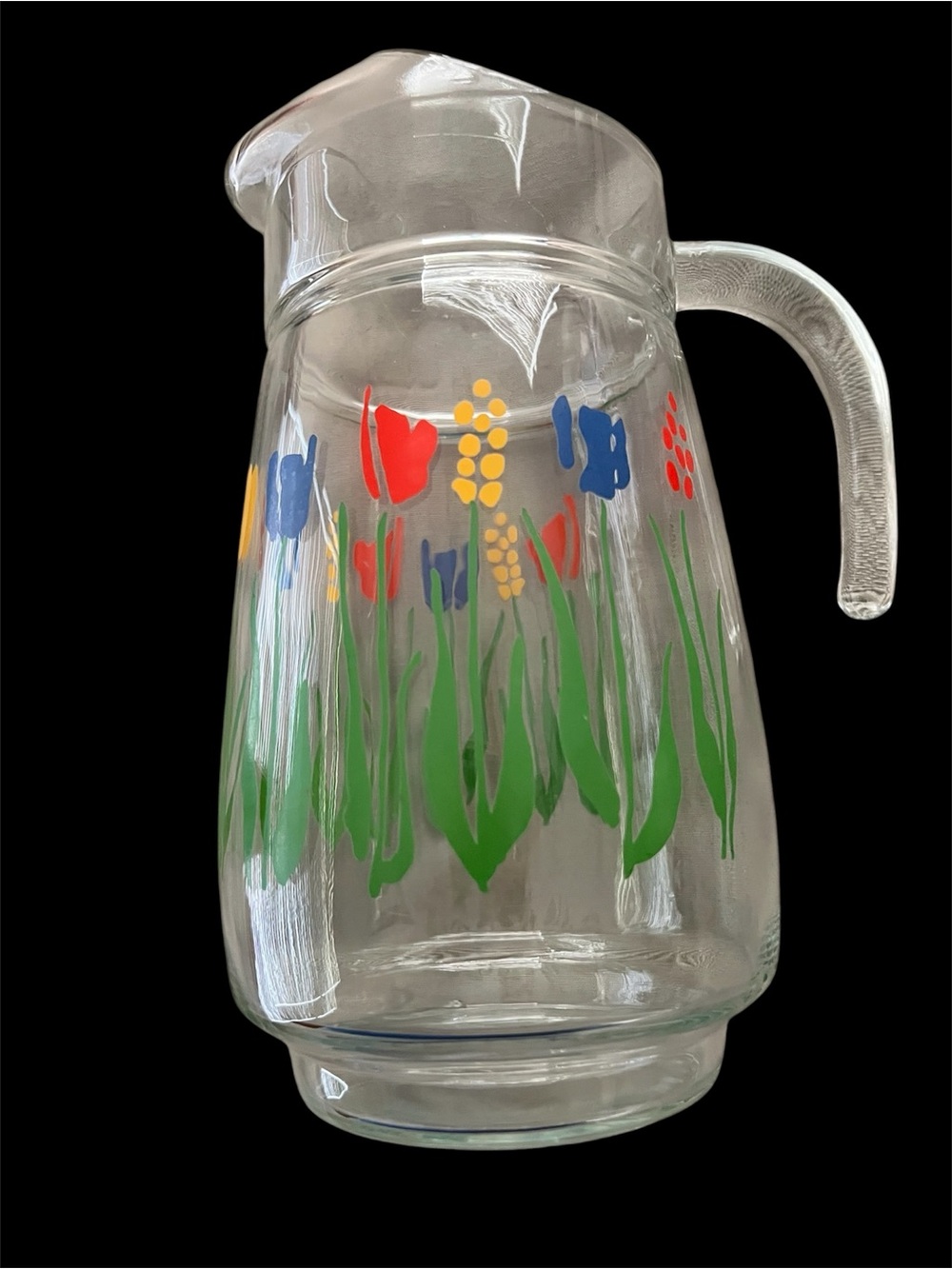 Vintage ARC France Glass Pitcher featuring Tulip Pattern 1970’s - Picture 2 of 5